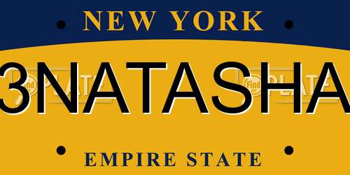 3NATASHA New York License Plate