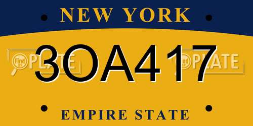 3OA417 New York License Plate