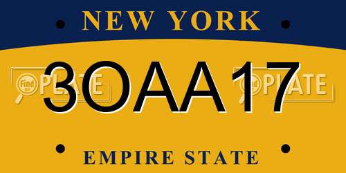 3OAA17 New York License Plate