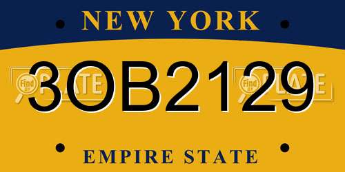 3OB2129 New York License Plate