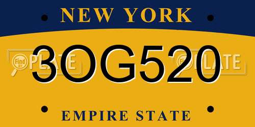 3OG520 New York License Plate