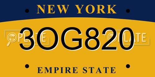 3OG820 New York License Plate
