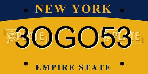 3OGO53 New York License Plate
