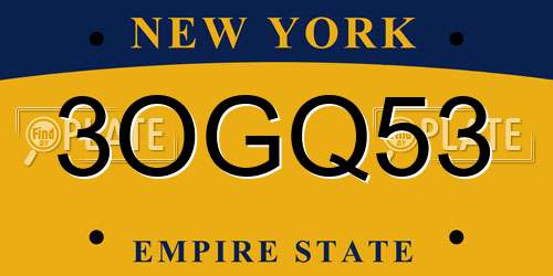 3OGQ53 New York License Plate
