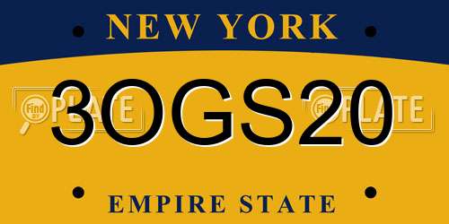 3OGS20 New York License Plate