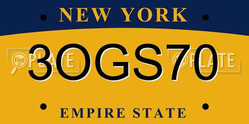 3OGS70 New York License Plate