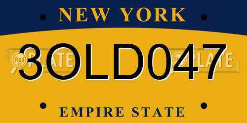 3OLD047 New York License Plate