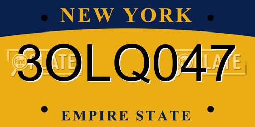 3OLQ047 New York License Plate