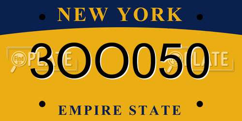 3OO050 New York License Plate