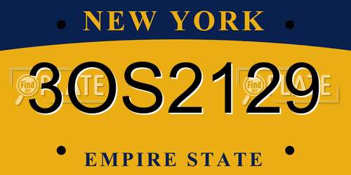 3OS2129 New York License Plate