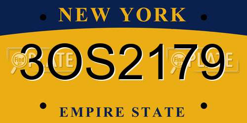3OS2179 New York License Plate