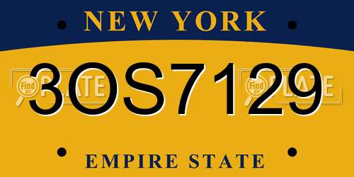 3OS7129 New York License Plate
