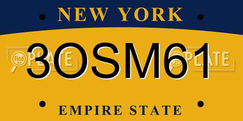 3OSM61 New York License Plate