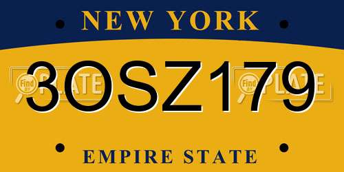 3OSZ179 New York License Plate