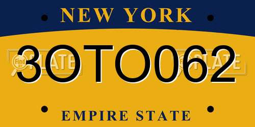 3OTO062 New York License Plate