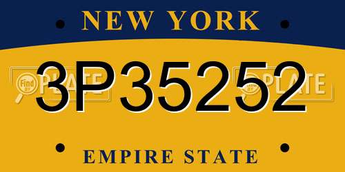 3P35252 New York License Plate