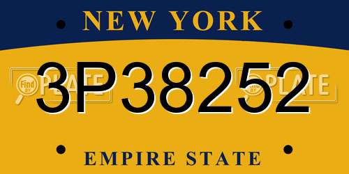 3P38252 New York License Plate