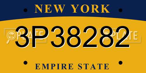 3P38282 New York License Plate