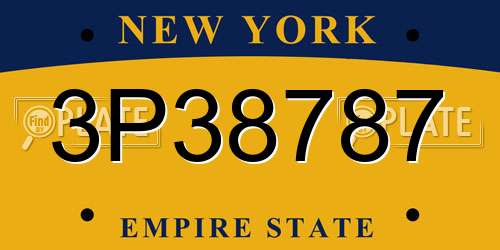 3P38787 New York License Plate