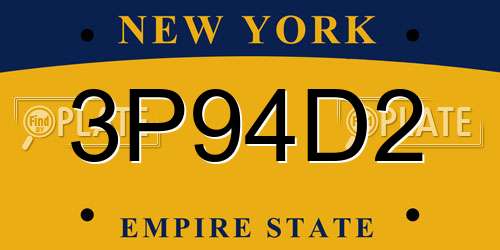3P94D2 New York License Plate