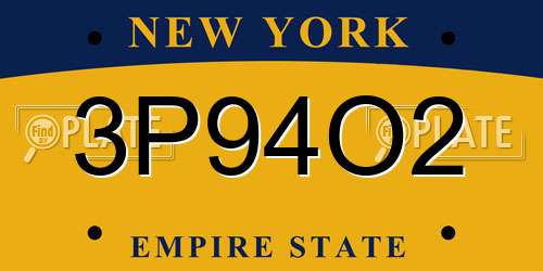 3P94O2 New York License Plate