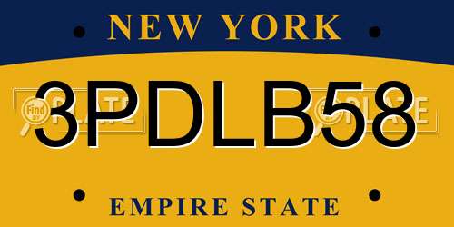 3PDLB58 New York License Plate