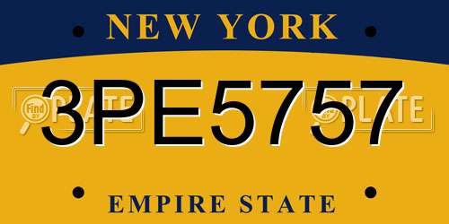 3PE5757 New York License Plate