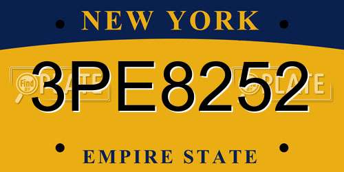 3PE8252 New York License Plate
