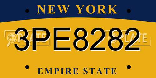 3PE8282 New York License Plate