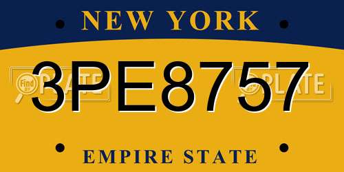 3PE8757 New York License Plate