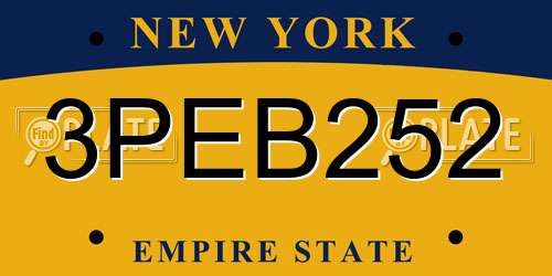 3PEB252 New York License Plate