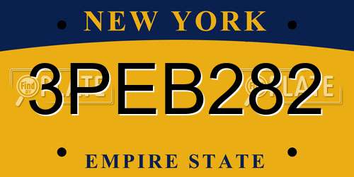 3PEB282 New York License Plate