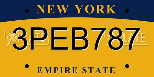 3PEB787 New York License Plate
