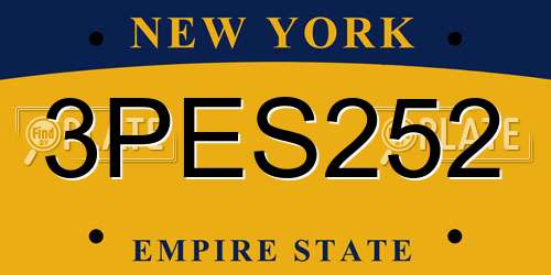 3PES252 New York License Plate