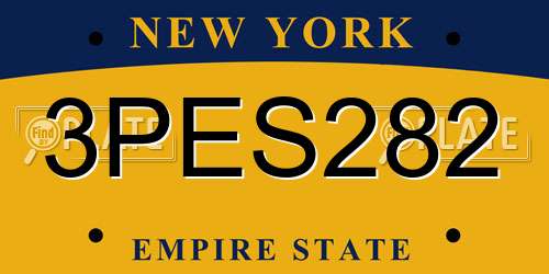 3PES282 New York License Plate