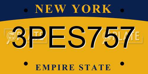 3PES757 New York License Plate