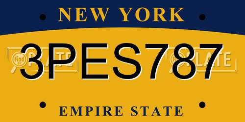 3PES787 New York License Plate