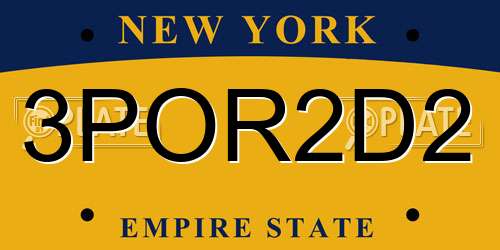 3POR2D2 New York License Plate