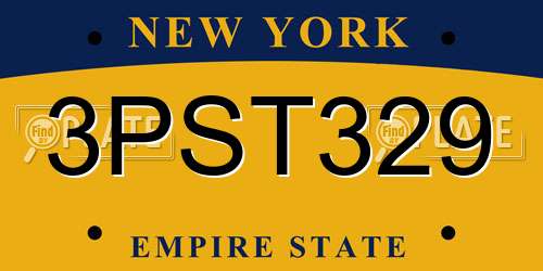 3PST329 New York License Plate