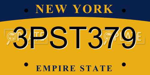 3PST379 New York License Plate