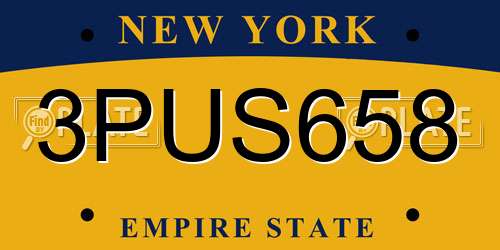 3PUS658 New York License Plate