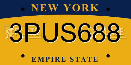 3PUS688 New York License Plate