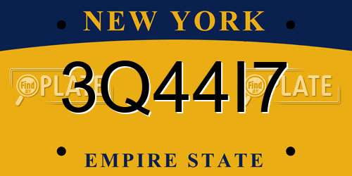 3Q44I7 New York License Plate