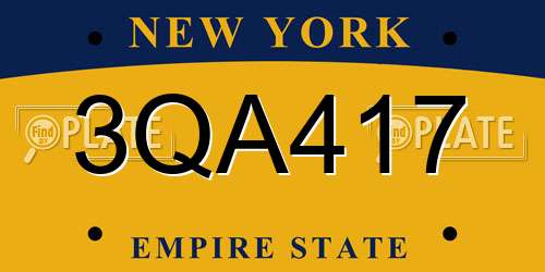3QA417 New York License Plate