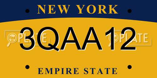 3QAA12 New York License Plate