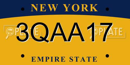 3QAA17 New York License Plate