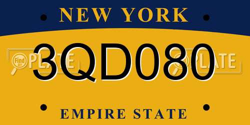 3QD080 New York License Plate