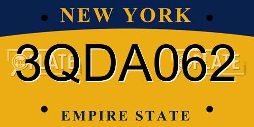 3QDA062 New York License Plate