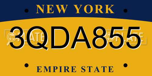 3QDA855 New York License Plate