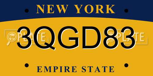 3QGD83 New York License Plate